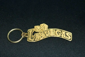 Vintage Las Vegas Nevada Casinos Hotels Gambling Keyring Keychain Gold Color - Picture 1 of 3