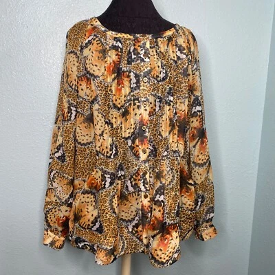 Blusa Camisa Top Grace Elements Mujer Talla Grande Bolsillos Estampado Animal Mariposa Foto 1 de 4
