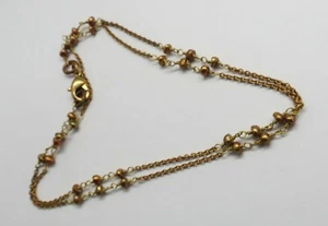 20 Inch Long Pearl Nuggets Bronze Beaded Chain Vintage Minimal Chain Necklace - Picture 1 of 3