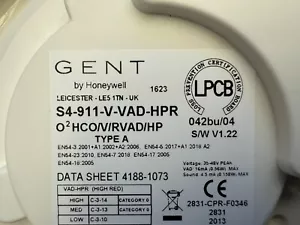 £120 - Gent - Vigilon S4-911-V-VAD-HPR, CO Doble Opt/Calor Voz Snd Alto Rojo Vad - Imagen 1 de 2
