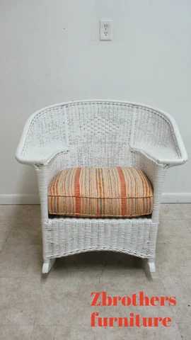 Antique Art Deco Wicker Patio Living Room Arm Chair Rocker Rocking Chair Cover