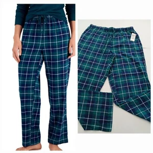 Charter Club Women's Yarn Dyed Flannel Plaid Pajama Pants Emerld, Size L - Picture 1 of 7