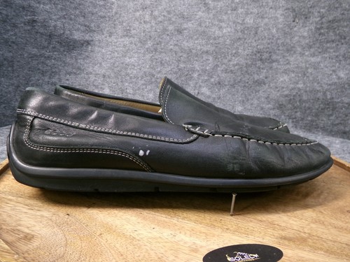Mocassino classico Ecco uomo EU 45 US 11 11.5 pelle nera suola lattice guida moc