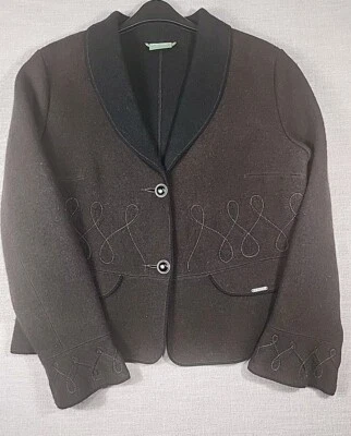 Geiger Mujeres Negro Marrón Suéter Chaqueta Botón Frontal Chal Cuello Talla XL Foto 1 de 4