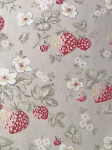 50cm x 50cm Square Cath Kidston Wild Strawberries on Beige Grey cotton Duck new - Picture 1 of 8
