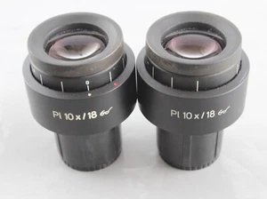 Pair Zeiss Pl 10x 18 Microscope Eyepieces 444132 - Picture 1 of 2