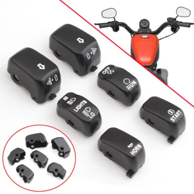 Kit de 6 botones tapa interruptor negro apto para 96-13 Harley Softail Sportster Dyna - Imagen 1 de 4