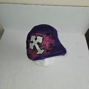 Arr Deco Cross On Army Style Womens Hat Purple By Betmar - Picture 1 of 6
