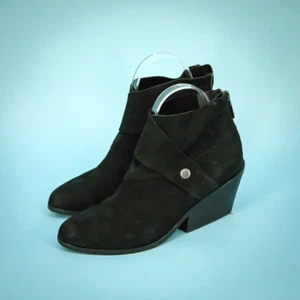 Botas botines de cuero al tobillo Eileen Fisher talla 8 negras con etiqueta puntiaguda tacón bloque - Imagen 1 de 6