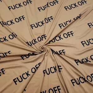 Sassy "F*** Off" Text Print Double Brushed Poly Spandex Jersey Fabric - Picture 1 of 7