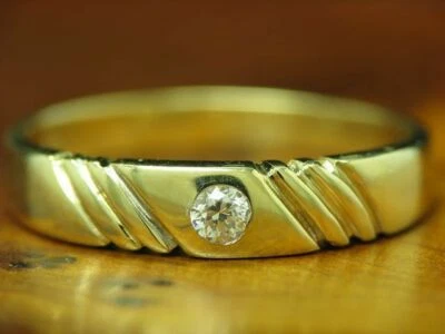 14kt 585 Gelbgold Ring mit 0,20ct Zirkonia Besatz / 2,4g / RG 57 - Bild 1 von 4