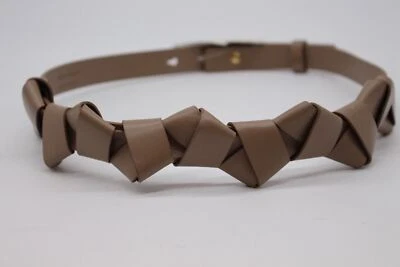 $590 Salvatore Ferragamo бежевый плетеный ТЕЛЯЧЬЕЙ кожи ремень размер 85 - Изображение 1 из 4