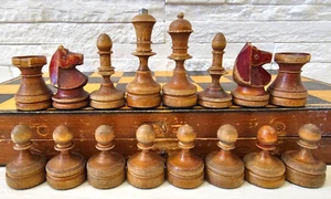Very Rare Soviet Chess Set Weighted Wooden 1930s Vintage Chess Antique Old USSR - Picture 1 of 17