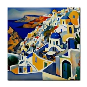 Santorini Greece Ceramic Tile Art Backsplash Border Wall Art - Picture 1 of 2