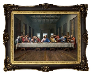 Jesus Das letzte Abendmahl art Da Vinci Bild Gesú Ultima Cena Mit Rahmen - Bild 1 von 4