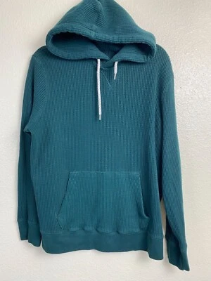 Sudadera con capucha térmica tejida gofre verde para hombre American Eagle talla mediana clásica Foto 1 de 4