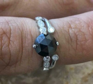 1.6ct Simulated Black Diamond Bridal Set Open Style Band White Gold Plated - Picture 1 of 8