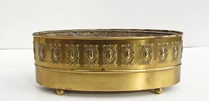 Jugendstil Blumenübertopf Übertopf Blumentopf Pflanzschale Messing 26 cm lang - Bild 1 von 12
