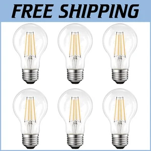 Damp Rated Vintage LED Bulbs A19 8W - 800 Lumen, 3000K Soft White Light, 6 Pack - Picture 1 of 9