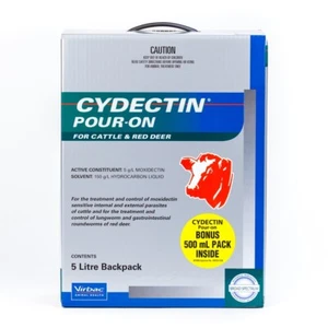 Virbac Cydectin Cattle Red Deer Pour-on 5.5 Litre Agri Livestock Parasites Farm - Picture 1 of 12