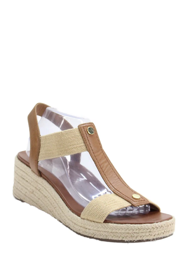 Vionic Mujer Punta Abierta Correa al Tobillo Alpargata Cuña Tacones Marrón Beige Talla 11 Foto 1 de 4