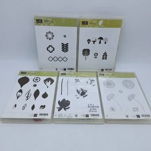 Stampin' Up! 5 Set Lot Flowers Mushrooms Leaf Reason to Smile Lotus Blossom - Picture 1 of 11