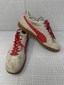 Herren Puma Liga Turnschuhe Größe 9 grau echtes Wildleder Obermaterial rotes Band Detail Retro - Bild 1 von 9
