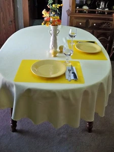 Yellow Oval Tablecloth 81" X 60" - Picture 1 of 4