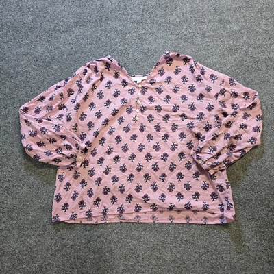 Top Jill Mujer Talla XL Rosa Floral Cuello en V Manga 3/4 Campesino Informal Carrera Foto 1 de 4