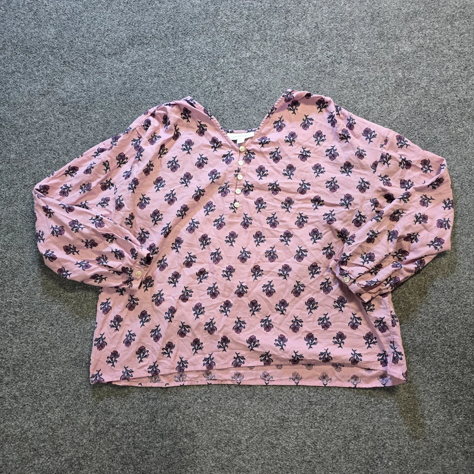 Top Jill Mujer Talla XL Rosa Floral Cuello en V Manga 3/4 Campesino Informal Carrera Foto 1 de 4