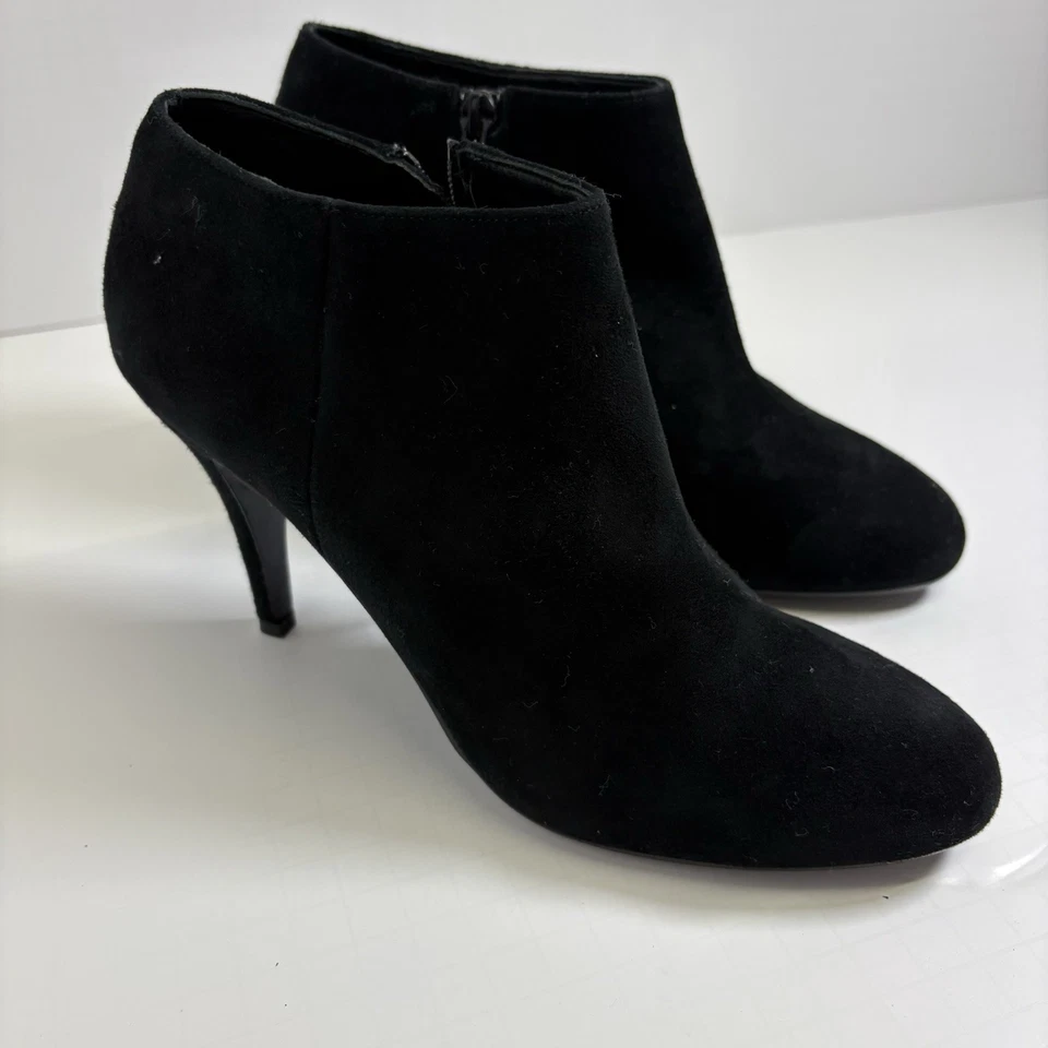 Botines de tacón J.Crew de cuero gamuza negro talla 8 hechos en Italia cremallera de aguja Foto 1 de 4