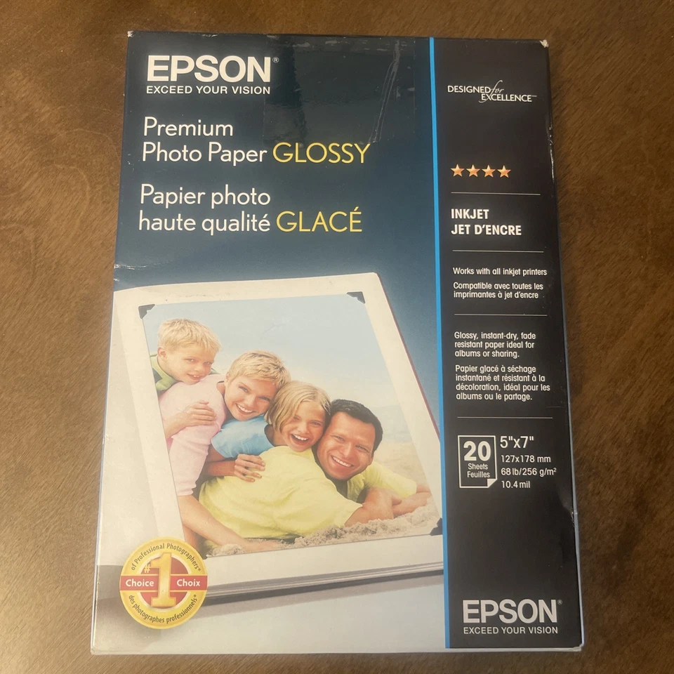 Epson Premium 5x7 Glossy Borderless Photo Paper - 20 Sheets - Image 1 of 4