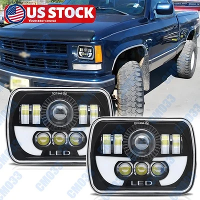 Nuevo Par de Faros LED Cuadrados 130W 7x6" 5x7 Aptos para Chevy C/K 1500 2500 3500 Foto 1 de 4