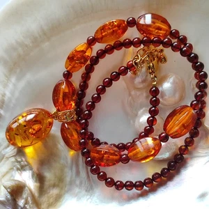 Collar Ámbar Cuentas Collar Ámbar Europa Vintage Años 90 11,9 g - Imagen 1 de 13