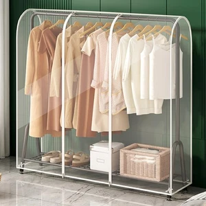 Clear Garment Rack Cover with Zipper Clothes Hanging Rack Cover Dustproof Wat... - Picture 1 of 7