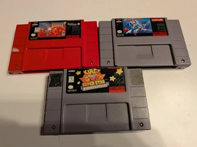 SNES 3 Game Lot! Kirby Super Star Mega Man X Doom Red Super Nintendo - Image 1 of 2