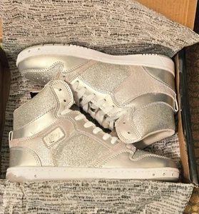 Zapatillas deportivas de baile altas brillantes pastelería glamurosa para mujer, plateadas talla 6 - Imagen 1 de 9