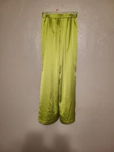 Pantalone donna INC International Concepts verde lime XS zip laterale effetto raso nuovo con etichette - Foto 1 di 9