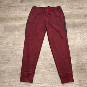 Adidas Pants Mens Large Red Climalite Activewear 3 Stripes Fleece Jogger 32x30 - Picture 1 of 13