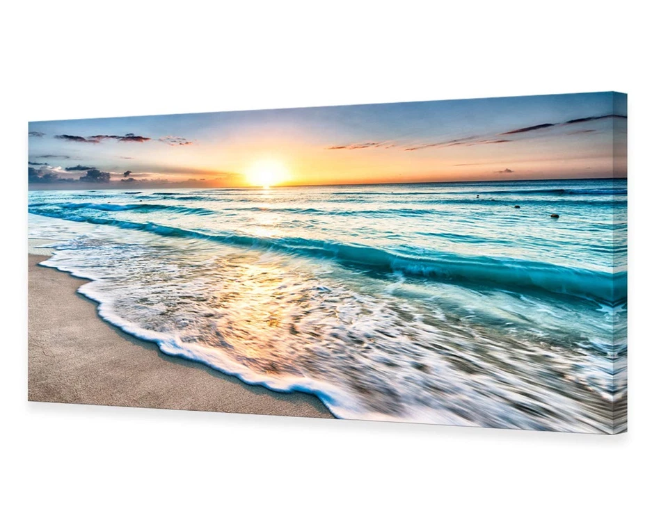 Baisuart S02275 Canvas Prints Wall Art Beach Sunset Ocean Waves Nature Pictur...