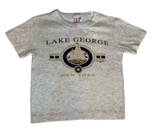 Vintage 90s Garan 4T Tshirt Lake George Souvenir Gray Single Stitch - Picture 1 of 8
