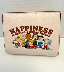 Coach x PEANUTS Friends Snap Geldbörse Kreide Multi Kiesel Leder Authentisch Neu mit Etikett - Bild 1 von 7
