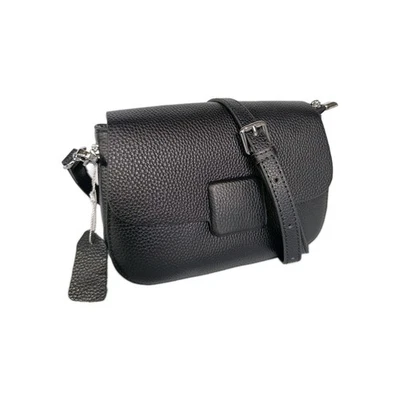 Borsa Donna VERA PELLE morbida Borsetta Cerimonia Pochette Tracolla Nera - Image 1 of 4