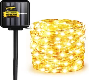 Solar String Lights Outdoor, 33 Feet 100 Leds 8 Modes Solar Fairy Lights for Out - Picture 1 of 7