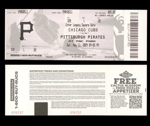 Paul Skenes MLB DEBUT FULL TICKET STUB 5/11/2024 Pittsburgh Pirates ROY CY YOUNG - Picture 1 of 1