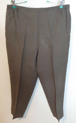 FLAX Olive Green Linen Capris Cropped Pants L Elastic Waist Engelhart Lagenlook - Image 1 of 4