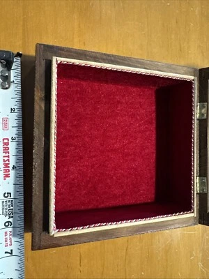 Hand Made Mosaic Inlay Mother of Pearl Wooden Jewelry Trinket Box 6” x 6” - Image 1 of 4