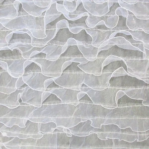 White ruffled organza Fabric Draping Craft Wedding Party Decor Fabric dress - Picture 1 of 1
