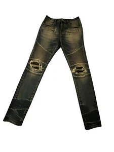 NWOT Embellish NYC Mens Size 32x32 SPIN Blue Biker Denim Jeans HOLES DISTRESSED - Picture 1 of 2