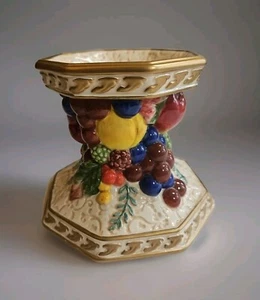 VINTAGE Fitz and Floyd Venezia Autumn Harvest Fruit Pillar Candle Holder 5"Tall - Picture 1 of 11